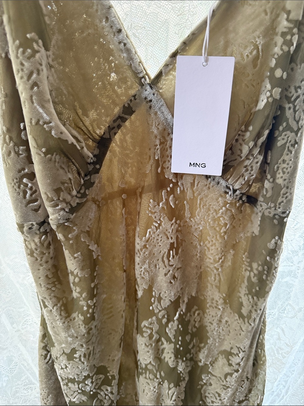 Mango Olive  Slip Dress with V-Neck - Picture 4 of 5